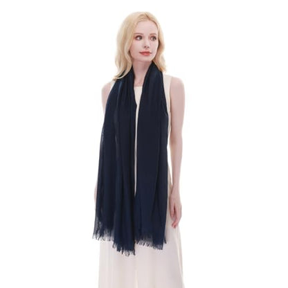 RIIQIICHY Scarf for Women Lightweight Solid Color Long Fashion Gauze Scarves Shawl Wrap - color: Navy