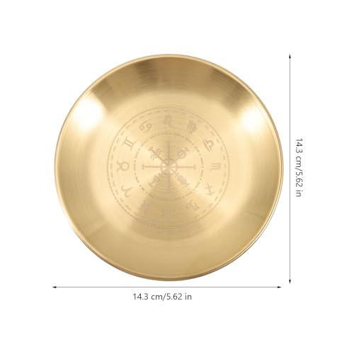 Altar Plate Candle Holder Candlestick Decorative Candle Stand Tealight Tray for Home Witchcraft Altar Supplies 14cm Golden
