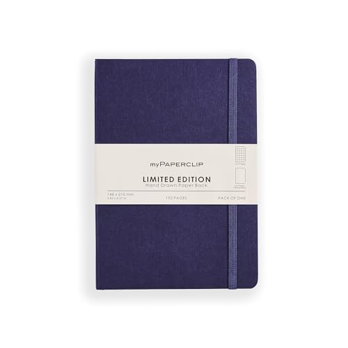 myPAPERCLIP Limited Edition A5 Checks/Square Grid Notebook | 192 Pages, 100 GSM, Soft Cover, A5 (5.83 × 8.27 in) | Flat Lay | Bookmark & Elastic Closure | Aubergine - color: Aubergine, style: Checks