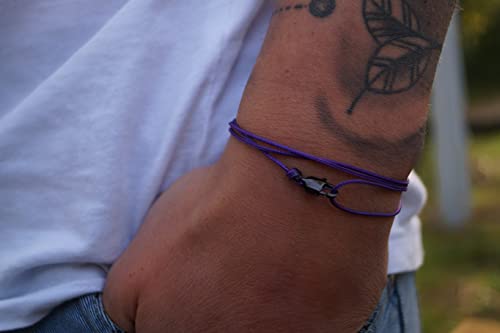 Made by Nami Nautical Rope Bracelet for Men Waterproof & Adjustable Wrap String Bracelets with Snap Hook Gift for Him - color: Purple Black
