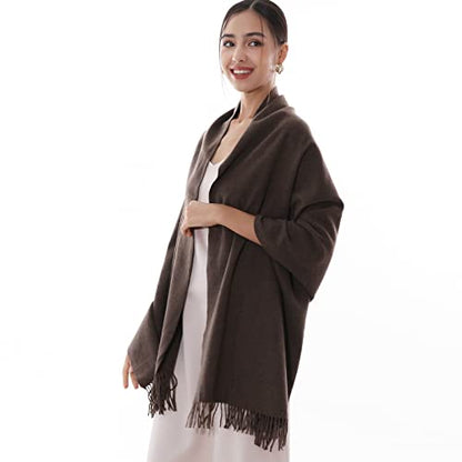 RIIQIICHY Winter Scarfs for Women Pashmina Shawls Wraps for Evening Dresses Large Warm Soft Scarves - color: Coffee