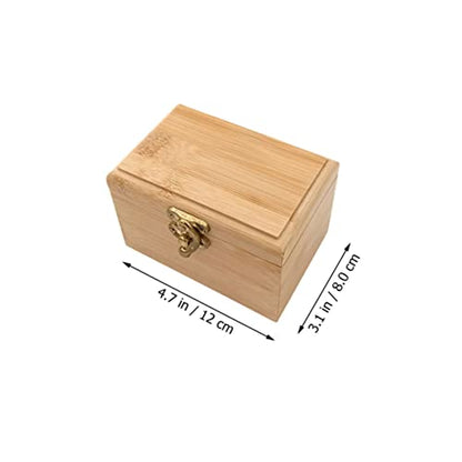Healifty Bamboo Storage Box Jewelry Box Organizer Square Case Capacity for Home Office Decor Style