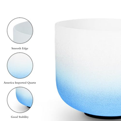 Leize Chakra Tuned 432hz Set of 7 Gradient Color Quartz Crystal Singing Bowls 6-12 inch with Heavy Duty Carrying Cases and Singing Bowl Mallets