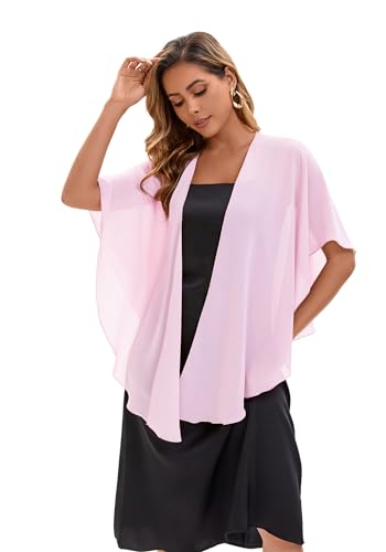 Baoqiya Chiffon Shawl Evening Scarf Shawls and Wraps for Women Wedding Party Bridal Scarves Cover Ups - color: Pink