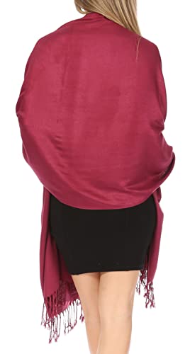 Sakkas 78" X 28" Rayon from Bamboo Soft Solid Pashmina Feel Shawl/Wrap/Stole - color: Burgundy