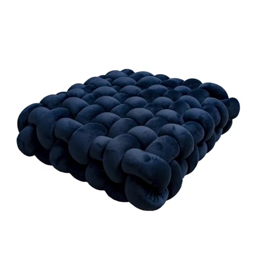 Knot Pillow Meditation Cushion Large Floor Cushions for Sitting Funky Throw Pillow Chair Pillows Soft Pads Square Knotted Seat Cushions Home Decoration Living Room Bedroom Sofa Couch Dark Blue - color: Dark Blue, size: 14.5*13.5*4.5"