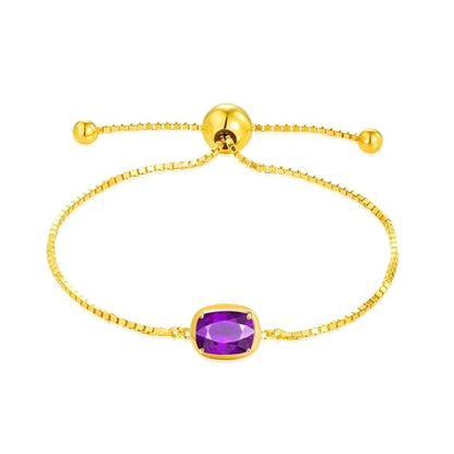 MAX + STONE 18K Gold Over Silver Gemstone Bracelets for Women | Hypoallergenic Birthstone Bracelet | Anti Tarnish Gold Plated Sterling Silver Bracelets for Women - color: Amethyst