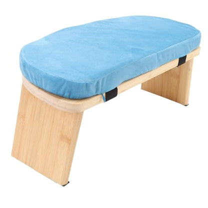 Wooden Meditation Bench, Ergonomic Detachable Meditation Kneeling Stool, Soft Cushion and Carry Bag Stool with Wood Cotton, Ideal for Yoga & Home Practice (Blue) - color: Blue