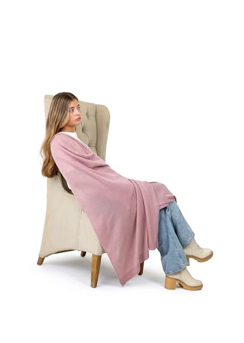 Velanio Cashmere Luxury Knitted Wrap Travel Shawl Scarf, Pashmina Stole, All-Season Scarf for Women Cashmere Wool Blend - color: Blush