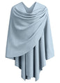 PULI Womens Large Cross Front Poncho Sweater Wrap Topper Knitted Elegant Shawls Cape for Fall Winter - color: 1-blue