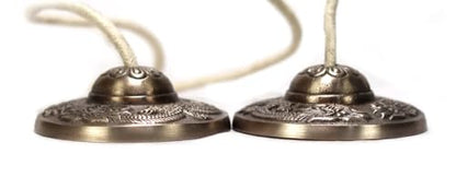 Tibetan Manjeera Tingsha Meditation Bell, Chime Bells, Cymbals, Buddhist Meditation, Yoga Bell Chimes small, auspicious symbol (Manjeera-04) - size: Manjeera-04