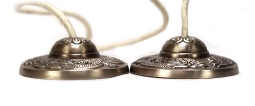 Tibetan Manjeera Tingsha Meditation Bell, Chime Bells, Cymbals, Buddhist Meditation, Yoga Bell Chimes small, auspicious symbol (Manjeera-04) - size: Manjeera-04