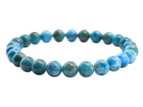 Amazing Gemstone Crystal Bracelet for Women Men's Gifts - Protection Healing Crystal Bracelet - 8mm Gemstone Beaded Stretchable Bracelet Pulseras Para Hombres Mujer Stocking Stuffers Mothers Day Gift (Apatite) - color: Apatite