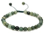 Angelstones Handmade Gemstone 6mm Round Beads Adjustable Braided Macrame Tassels Chakra Reiki Bracelets 7-9 inch Unisex - color: Dark Green Jade