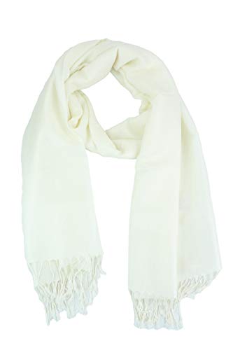 PASKMLNA Paisley Jacquard Pashmina Shawl Wrap Scarf Stole - color: Off-white