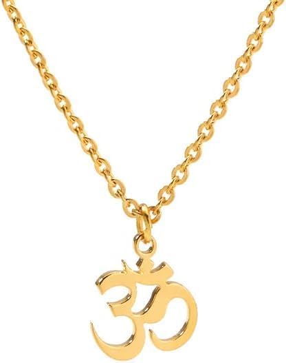 OM Symbol Necklace – Gold Color Stainless Steel Yoga Meditation Pendant for Women Men Spiritual Jewelry, 24 Inch Chain