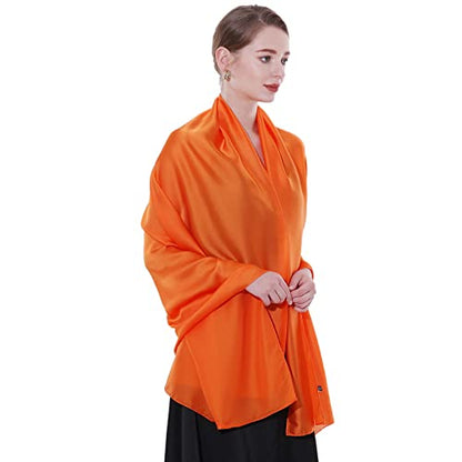 Womens Scarf Pashmina Shawls and Wraps for Evening Dresses Like Chiffon Silk Scarf for Bridal Weddings - color: Orange