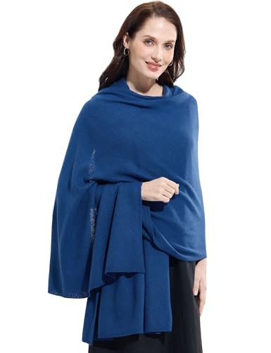 Soft Cashmere Blend Wrap Chic Scarf Stole for Women Wayfarer Travel Extra Large 87"x28" - color: Imperial Blue