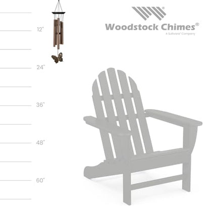 Woodstock Wind Chimes My Butterfly Chime, Bronze Aluminum Tubes, Small 21-Inch, Light Airy Sound Wind Chime for Outdoor Decor for Garden
