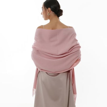 RIIQIICHY Winter Scarfs for Women Pashmina Shawls Wraps for Evening Dresses Large Warm Soft Scarves - color: Pink