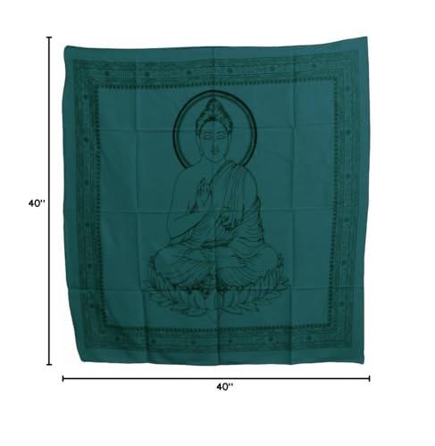 Buddha Indian Cotton Yoga Meditation Prayer Altar Cloth (40" x 40") (Teal) - color: Teal
