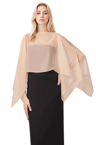 Coucoland Shawl Wraps for Women Sheer Chiffon Shawl Elegant Soft Wraps for Evening Dress Wedding Party - color: Khaki