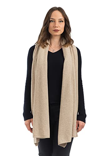 Dalle Piane Cashmere Womens Wool Cashmere Blend Stole Soft Italian Shawl Wrap for Wedding Evening Gift Made in Italy - color: Beige