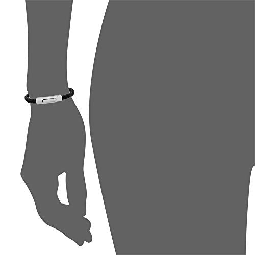Geoffrey Beene Men's Braided Genuine Leather Fashion Bangle Bracelet with Stainless Steel Clasp - color: Silver