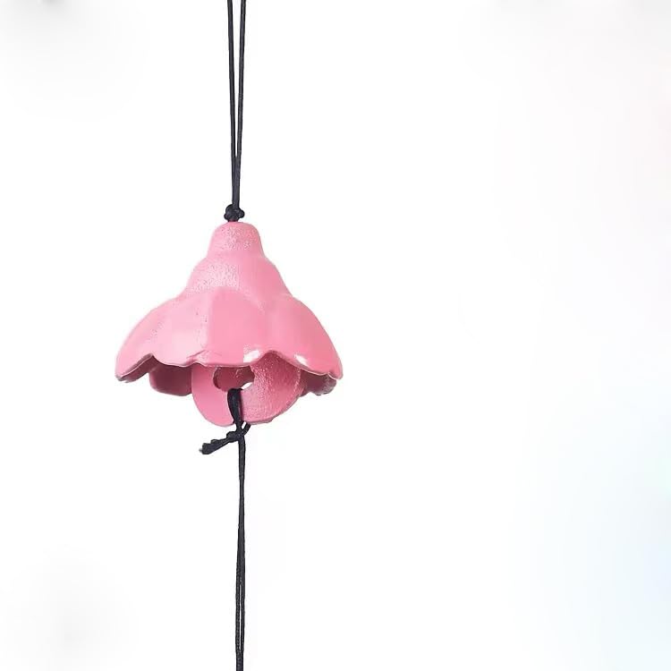 Cherry Blossom Small Japanese Wind Chimes Outdoor, Handmade Pendants Wind Bells, Cast Iron Wind Chimes for Outside with Soothing Melodic Tones for Garden Patio Balcony Home Décor, Pink