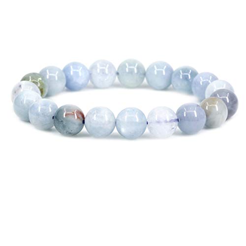 Keleny Fashion Crystal Man Women Stretch Bracelet 10mm Round Beads Rock Jasper 7 Inch Unisex