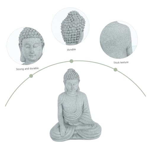 Happyyami Sandstone Buddha Statue Zen Style Home Balcony Decor Indoor Micro Landscape Ornament for Meditation and Relaxation