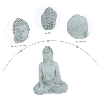 Happyyami Sandstone Buddha Statue Zen Style Home Balcony Decor Indoor Micro Landscape Ornament for Meditation and Relaxation