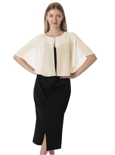 Chiffon Capelet Soft capes Shawls and Wraps for Evening Dress Wedding Cape 1920s shawl accessories for women - color: Pale Champagne
