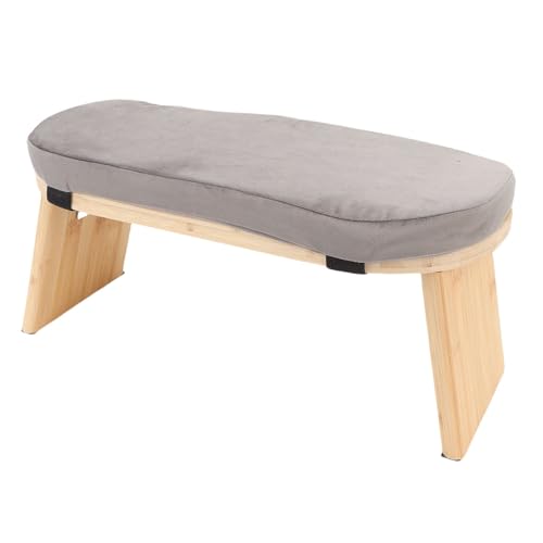 Dioche Wooden Meditation Bench Ergonomic Detachable Meditation Kneeling Stool with Soft Cushion and Carry Bag for Home Yoga and Practice Wood Cotton Material (Gray) - color: Grey