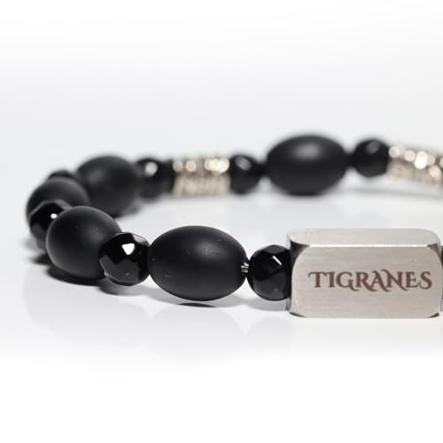 Tigranes Premium Natural Stone Bracelet Collection – Handmade Gemstone Jewelry in Luxury Branded Gift Box - style: Matte Onyx