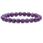 Keleny Gem Semi Precious Gemstones 8mm Natural Quartzite Stone Round Beads Crystal Stretch Bracelet 7 Inch Unisex - color: Purple Lepidolite Lithium Mica