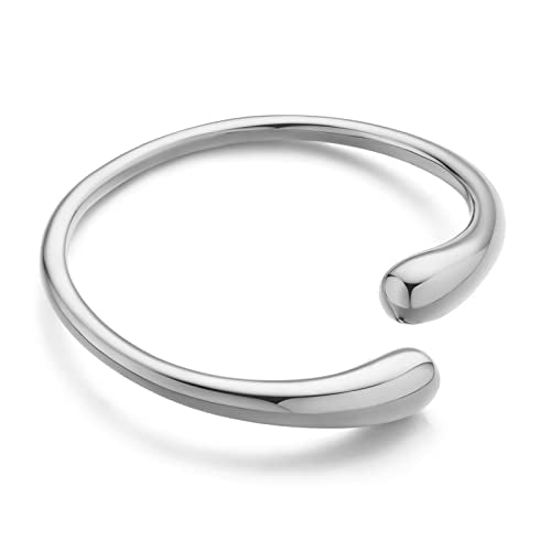 WOWORAMA Teardrop Gold Cuff Bracelets for Women Adjustable 18K Gold Plated Chunky Open Cuff Bangle Bracelets Minimalist Thick Gold Wrist Cuff Bracelets - color: Bypass Cuff - White-Gold