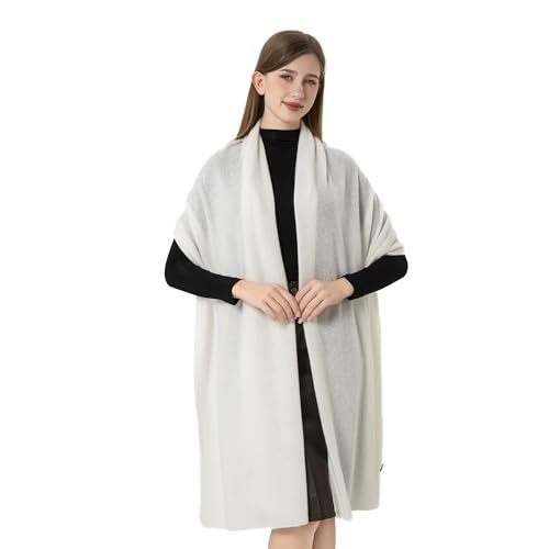 Cashmere Wrap Soft Knitted Scarf Stole for Women Airplane Travel Blanket Shawl 87x28 IN Extra Large Pashmina - color: White