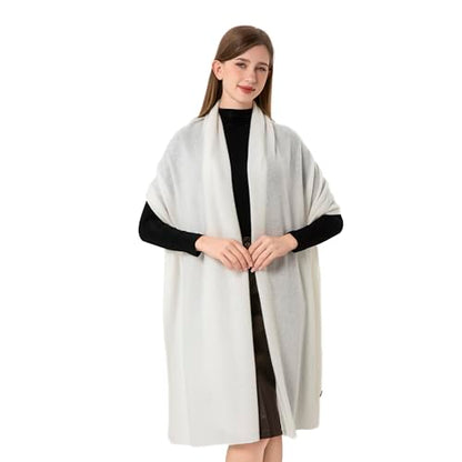 Cashmere Wrap Soft Knitted Scarf Stole for Women Airplane Travel Blanket Shawl 87x28 IN Extra Large Pashmina - color: White