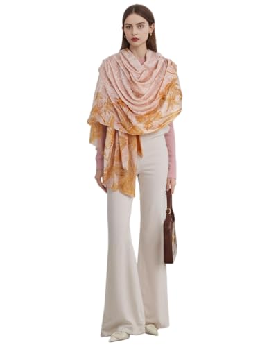 Luxury Cashmere Pashmina Style Shawl - Silk & Wool Blend Scarf, Lightweight Skin-Friendly Wrap - color: 3 Beige