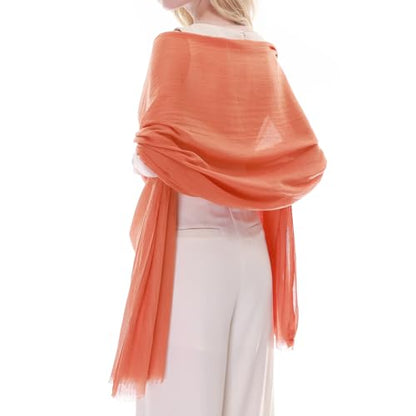 RIIQIICHY Scarf for Women Lightweight Solid Color Long Fashion Gauze Scarves Shawl Wrap - color: Orange