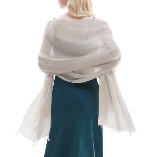 RIIQIICHY Scarf for Women Lightweight Solid Color Long Fashion Gauze Scarves Shawl Wrap - color: Khaki