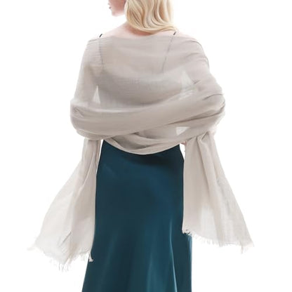 RIIQIICHY Scarf for Women Lightweight Solid Color Long Fashion Gauze Scarves Shawl Wrap - color: Khaki