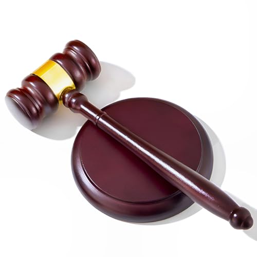 Perfect Desk Accessory, Wooden Gavel and Sound Block Set for Lawyers, Judges, Chairmen of The Board Auction, Club Presidents - style: Classical