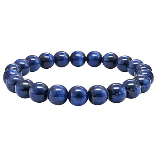 Amazing Gemstone Crystal Bracelet for Women Men's Gifts - Protection Healing Crystal Bracelet - 8mm Gemstone Beaded Stretchable Bracelet Pulseras Para Hombres Mujer Stocking Stuffers Mothers Day Gift (Blue Cat's Eye) - color: Blue Cat's Eye