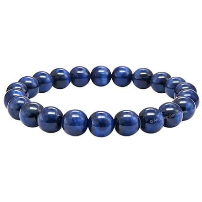 Amazing Gemstone Crystal Bracelet for Women Men's Gifts - Protection Healing Crystal Bracelet - 8mm Gemstone Beaded Stretchable Bracelet Pulseras Para Hombres Mujer Stocking Stuffers Mothers Day Gift (Blue Cat's Eye) - color: Blue Cat's Eye