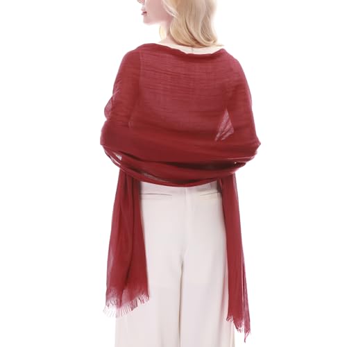 RIIQIICHY Scarf for Women Lightweight Solid Color Long Fashion Gauze Scarves Shawl Wrap - color: Dark Red