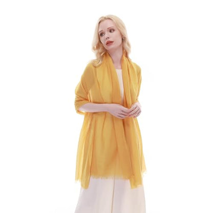 RIIQIICHY Scarf for Women Lightweight Solid Color Long Fashion Gauze Scarves Shawl Wrap - color: Yellow