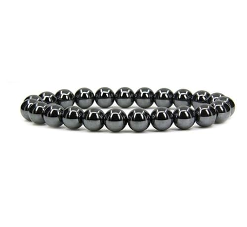 Adabele 1pc Natural Stretch Gemstone Bracelet 8mm (0.31") Bead 7 Inch to 8.5 inch Healing Crystal Energy Quartz Chakra Jewelry Women Unisex Birthday Gift - color: Black Hematite, size: 7 inch