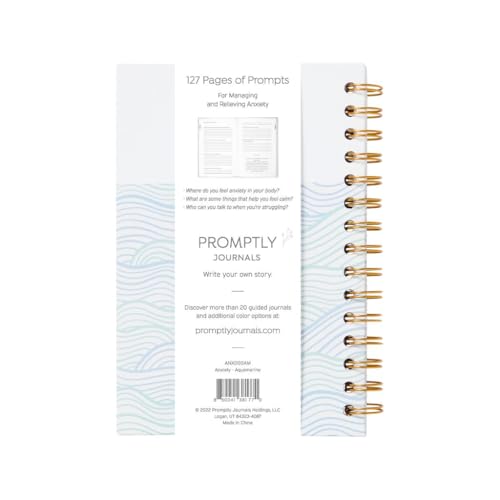 Promptly Journals, Peace of Mind: A Journal to Calm Anxiety (Aquamarine Bue, Linen/Leatherette) | Anxiety Relief | Mental Health Journal | Anxiety Self-Help Journal | Anxiety Coping Journal - color: Aquamarine Bue